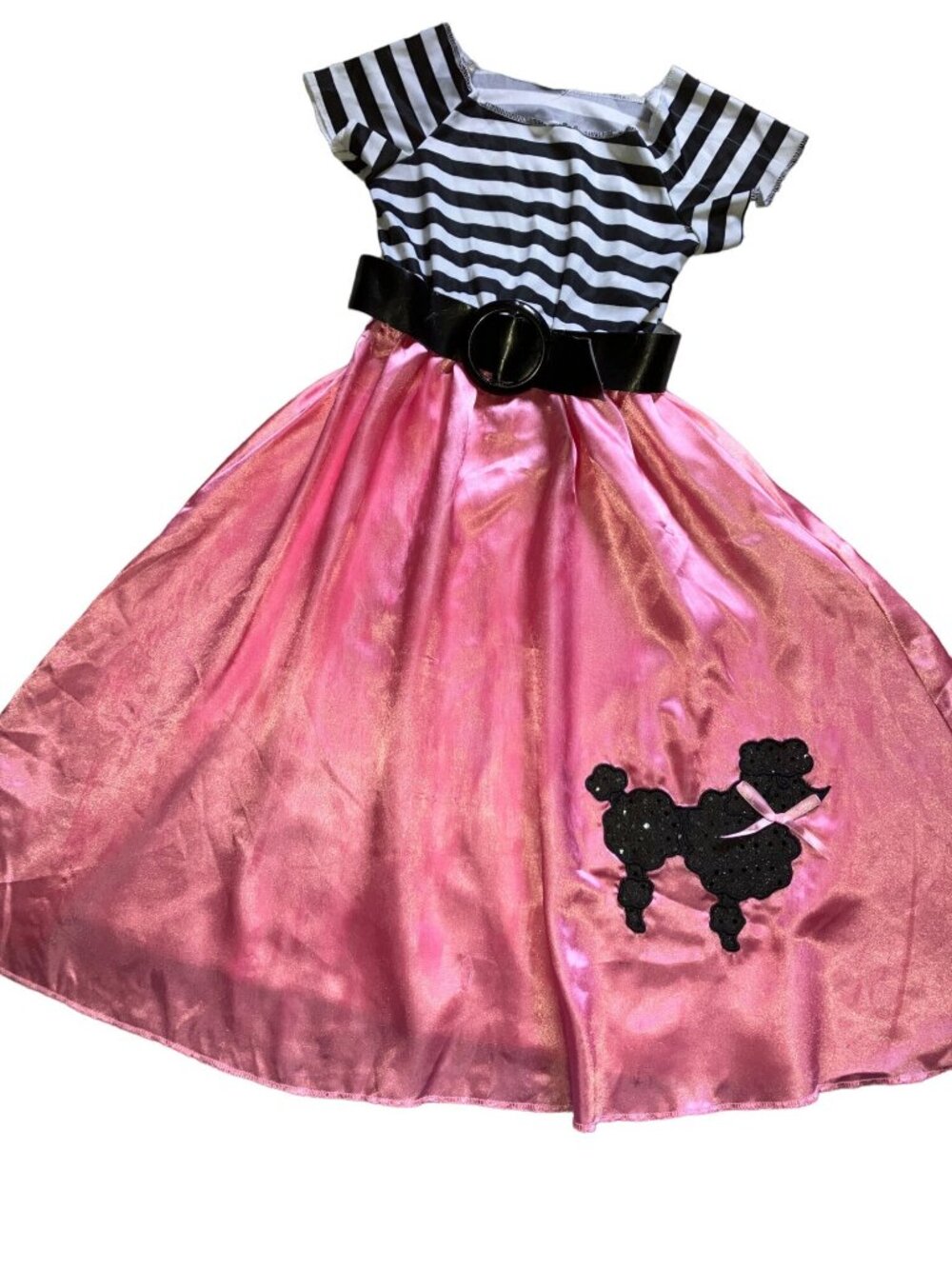 Pink Black Girls Poodle Skirt Dress Size M 7/8 Halloween Dress Up Play